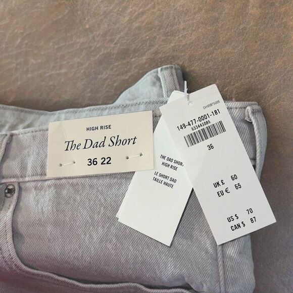 NWT Abercrombie & Fitch 36/22/3X Women's High Rise Dad Short - Light Gray Denim - Picture 6 of 7